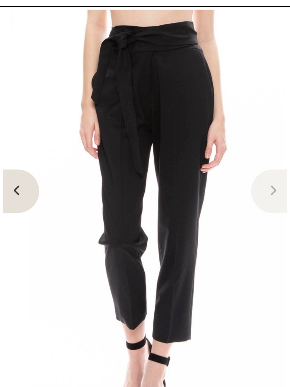 IRO Black High-Waist Tie-Belt Cropped Pants
